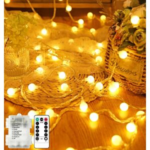 Guirlande Lumineuse Intérieur,10m 100led Guirlande Lumineuse Sphérique,8 Modes Guirlande Lumineuse Extérieure/Intérieur,Décoration Idéale Pour La Chambre D'enfant,Le Balcon - Neuf