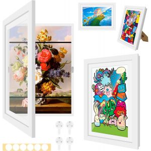 Cmwx-Lot De 2 Cadres Photo Pour Dessins D'enfants, Cadre D'art En Bois - Format A4 - Ouverture Avant, Cadre D'affichage D'?Uvres, Blanc - Neuf