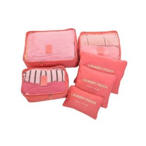 Ensemble de 6 sacs de voyage rouges - Organiseur de bagages multifonctionnel pour cosm&eacute;tiques et essentiels - Neuf