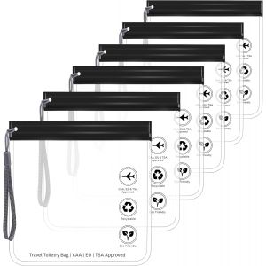 KALANKA-Sac &agrave; Fermeture &eacute;clair pour Liquide d'avion, 6 Paquets de 20 x 20 cm, Sac de 1 Litre approuv&eacute; par la TSA, Bagage &agrave; Main pour Avion, Indispensable pour Les Vacances, &eacute;tanche et Anti-Fuite avec - Neuf