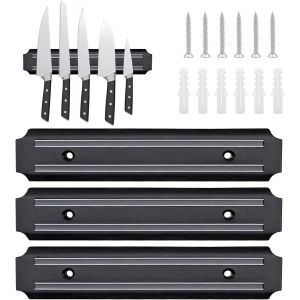 Kalanka-3 Pieces Porte Couteaux Aimant&eacute;, 19cm Barre &Agrave; Couteaux Aimant&eacute;e, Porte Couteau Fixation Mural, Magn&eacute;tique Pour Couteaux En Acier Inoxydable Pour Couteaux, Ustensiles De Cuisine Et Outil - Neuf