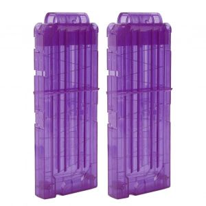 2pcs chargeur en plastique clip 12 fléchettes clip de rechargement rapide pour jouets de tir doux antichoc Soft Shot pinces à fléchettes transparent violet - Neuf