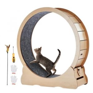 Roue D'exercice En Bois Pour Chat-Duoku-Grande Roue De Tapis Roulant Pour Chat D'int&eacute;rieur De 43,3 Pouces-Roue De Course - Neuf