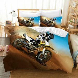 D Moto Housse De Couette X Cm Moto De Fantaisie Pour Ado Enfant Housse De Couette Personnes Motif Moto-Cross Pi&iquest;&iquest;Ces Parure De Lit,Microfibre Parure De Lit Avec Taies D'oreiller - Neuf