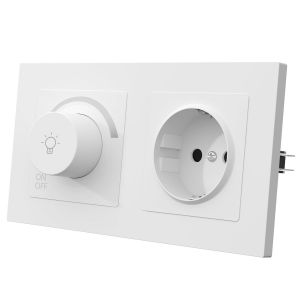CHECARZHN--NO1-Interrupteur À Intensité Variable - 1 Compartiment - 1 Voie - Avec Pr - Interrupteur Encastré - 86 Mm X 86 Mm - Pour Lampes Led À Intensité Variable - En Plastique - Blanc - Neuf