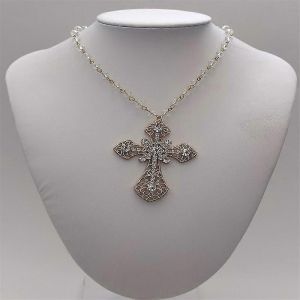 Emo Vampire Grande Croix Cristal Blanc Collier Ras De Cou Victorien Mariage Collier Goth Punk Cristal Croix Métal Bijoux Accessoires - Neuf