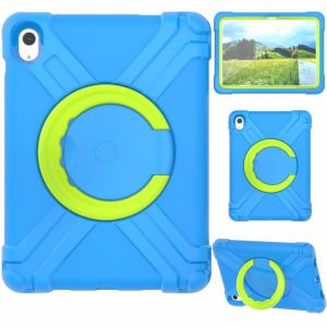 Coque Eva + Pc Pour Ipad 11 (11e G&eacute;n&eacute;ration) / 10,9 (10e G&eacute;n&eacute;ration) 2022/2025 Avec Support Rotatif 360&deg; - Bleu Et Vert Gazon - Neuf