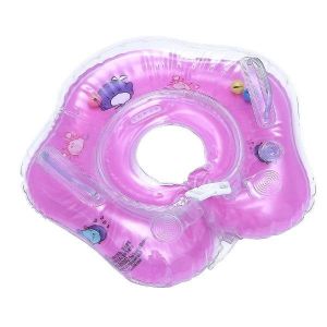 Bouée de bain réglable pour bébé - Bouée de bain et de natation en PVC sûre avec double poignée et verrouillage de sécurité - Rose rouge - Neuf