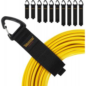 Sangle de rangement avec Attache Cable Scratch et Crochet en forme de triangle pour ranger des Câble,des Fils,des Corde,des Tuyaux pour organizer la Maison,Garage,Design Breveté (2S,4M,4L¿ - Neuf