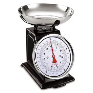 Terraillon - Trad 500 - Balance De Cuisine Vintage M&eacute;canique, Grand Cadran, Grand Bol 1l Inclus, Tare Manuelle, Capacit&eacute; 5 Kg, Graduation 20 G, Finition Inox, Noir - Neuf