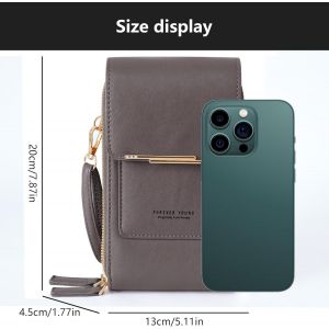 CAUC-Pochette Telephone Portable en Cuir PU pour Femme, Sac Telephone Portable Petit Multifonctionnel avec Portefeuille, Pochette Portefeuille Femme pour T&eacute;l&eacute;phones Jusqu'&agrave; 6,9"" (gris) - Neuf