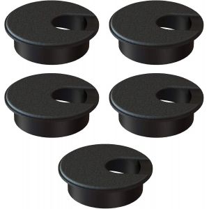 (Lot de 5) 2 passe-câbles de bureau noirs, organiseurs de fils en plastique, cache-trou pour câble d'ordinateur - Neuf