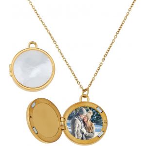 Kales-Chaîne En Or Délicate Pour Femmes Médaillon Coquillage Naturel Collier Coquillage Phase Box Pendentif Collier Avec Chaîne En Acier Inoxydable Pour Femmes Et Femmes - Neuf