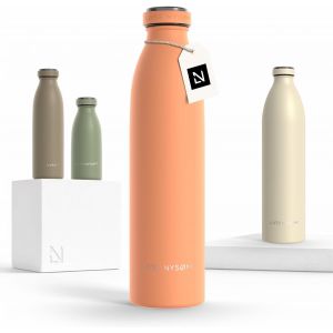 Gourde Inox 750ml | 0.75l Bouteille D'eau Isol&eacute;e | Gourde &Eacute;tanche Pour Le Sport, La Bicyclette, Les Enfants (Taupe Brown, 750ml) - Neuf