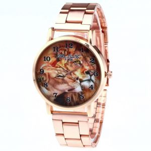 Zhoulianfa Quartz Personnalit&eacute; T&ecirc;te De Lion Cadran Forme Acier Inoxydable Bracelet Montre Pour Homme - Neuf