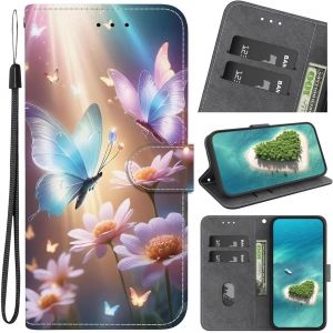 KAL-Étui Pour Samsung Galaxy A24 4G,Coque Housse En Cuir À Clapet Motifs Peinture Animaux Ou Fleurs Ou Papillons Antichoc Bourse Poche Pour Samsung Galaxy A24 4G,Coloré -13 - Neuf