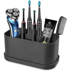 Porte-Brosse À Dents Et Dentifrice Étagère De Rangement En Silicone Avec Ventouse Compatible Avec Les Brosses À Dents Électriques Et Traditionnelles 5 Compartiments Rangement Détachable Salle De Bain - Neuf