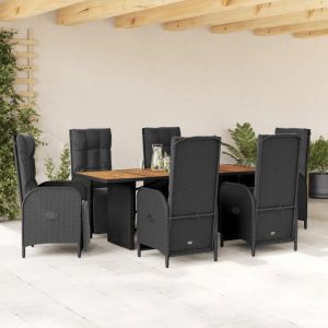 Prolenta Premium - Ensemble &Agrave; Manger De Jardin Coussins 7pcs Noir R&eacute;sine Tress&eacute;e - Neuf