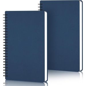 Cahier Feuille Blanche A5-2 Pi&egrave;ces Carnet Spirale A5 - Bleu Fonc&eacute; Carnet De Notes - 14x21cm Bloc Note A5-100gsm Carnet Page Blanche - 120 Pages Cahiers Spirale De Voyage Dessin - Neuf