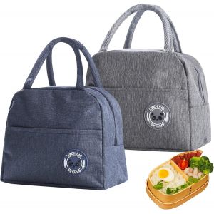 2 Pièces Sac Isotherme À Repas, Lunch Bag, Sac À Main Pour Femmes Hommes Enfants Bureau.[G144] - Neuf
