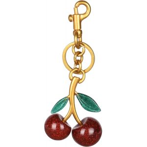 KAL-Porte Clés Cerise, Breloque De Sac En Forme De Cerise, Porte-Clés Femme, Accessoire Fashion Pour Sac Ou Clé Voiture, Cadeau Pour Femme, Cadeau De Noël Ou De Saint-Valentin - Neuf