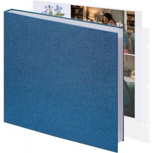Album Photo Scrapbooking 22 X 28 Cm, Grand Format Classeur 3 Anneaux Couverture En Lin, 30 Feuilles Pochettes Plastiques 60 Pages, Pour Mariage Anniversaire Bébé Voyage Bleu - Neuf