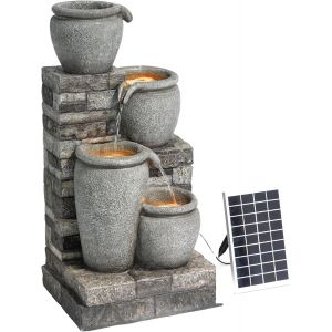 Nouvelhorizonstore-Fontaine Solaire Cascade 4 Niveaux Gris Exterieur - Neuf