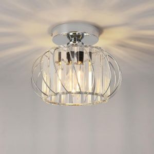 Subzonal-Lustre Led En Cristal Argent, Mini Plafonnier Couloir E27, Luminaires Int&eacute;rieur &Oslash;225mm, Pour Cuisine, Petite Chambre, Salle &Agrave; Manger - Neuf