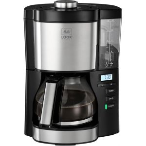 , Cafetière Filtre Look V Timer 1,25L Noir/Acier, Cafetière Programmable, Fonction Aromaselector, Fonction Minuteur, Porte-Filtres 1X4, 10 Tasses,1025-08,1080W - Neuf