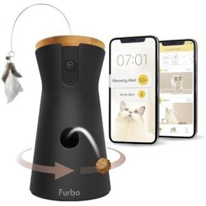 Caméra Pour Chat 360° - Pack Avec Alertes De Sécurité Maison [Abonnement Premium]: Caméra Hd Intelligente Avec App, Jouet À Plumes, Suivi Auto, Lancer De Friandises, Alerte Miaulement Avancée - Neuf