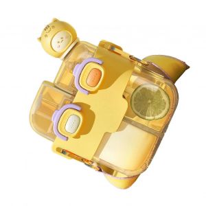 Bouteille D'eau Kawaii Mode Double Bouteille D'eau Potable En Plastique Avec Paille Sangle R&eacute;glable Pour Les Sports De Plein Air Voyage Vitalit&eacute; Jaune 530ml - Neuf