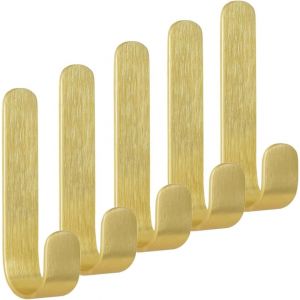 Crochets Muraux Auto-Adhésifs En Laiton Robuste - Montage Mural Sans Perçage - Idéal Pour Porte, Armoire, Salle De Bain, Cuisine, Douche (Lot De 5)[POU8806242] - Neuf