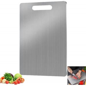 34*23*0.1cm Planche D&eacute;couper Acier Inoxydable 304, Planche Decouper Titane Face Double, Planche Decouper Qualit&eacute; Alimentaire Pour Cuisine, Planche &Agrave; D&eacute;couper Pour Viande,Fromage,L&eacute;gumes,Fruits,P&acirc;tes - Neuf