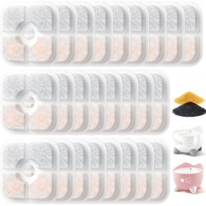 Lot De 25 Filtres De Rechange Pour Fontaine &Agrave; Chat Catit Pixi - Avec Triple Syst&egrave;me De Filtration Y Compris R&eacute;sine Et Charbon Actif - Compatible Avec Les Fontaines &Agrave; Eau Catit - Neuf