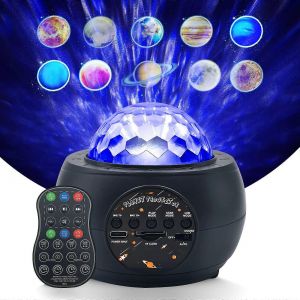 Projecteur Veilleuse &Eacute;toil&eacute;e Avec 10 Plan&egrave;tes De L'espace Et Vagues Oc&eacute;aniques En 4 Couleurs Pour La D&eacute;coration De La Chambre D'enfant - Neuf