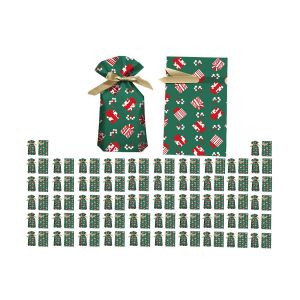 100 sachets &agrave; bonbons de No&euml;l avec fermeture &agrave; cordon pour cadeaux et friandises des f&ecirc;tes - Neuf