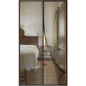 Moustiquaire Porte Fenetre Aimantée Magnetique,Rideaux Anti Mouches pour Porte, Rideaux Toile Insect Ecran,Moustiquaire Baie Vitree Coulissante,Magnétique Moustique Sans Perçage(110x210cm,noir) - Neuf