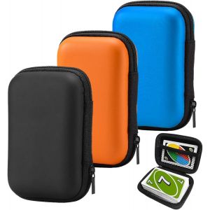 Mdy-Lot De 3 Boîtes De Jeu De Cartes À Jouer, Boîte De Rangement Rigide Compatible Avec Jeu De Cartes, Étui Pour Jeu De Cartes Pour La Famille (Bleu, Noir, Orange), Noir , Simple - Neuf