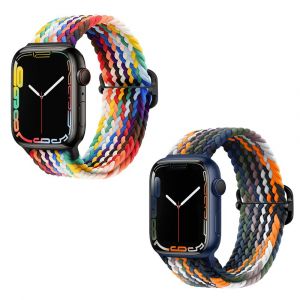 Pack De Bandes Compatibles Avec L'apple Watch Iwatch 42mm 44 Mm De 45mm Femmes Hommes Tressée Extensible Bandes Élastiques, Réglables En Solo En Boucle Pour L'iwatch Série 7/6/S - Neuf