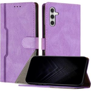 Kal-&Eacute;tui Pour Samsung Galaxy A14 5g, Housse En Cuir Pu Avec [Protection Antichoc Tpu] [Fonction Support] [Porte-Cartes ] Antichoc Magn&eacute;tique Coque Pour Galaxy A14 5g - Violet - Neuf