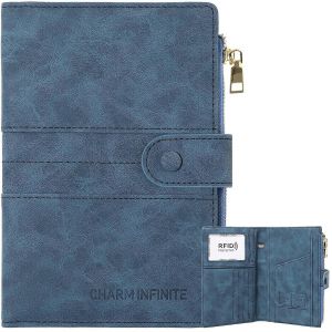 D&eacute;tenteur d'un passeport avec Emplacements pour Cartes et Poche zipp&eacute;e, en Cuir de Passeport porte-monnaie de Voyage en Noir, Design Compact - Neuf