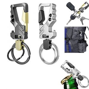 Lot De 2 Porte-Clés Pour Homme, Mousqueton, Porte-Clés De Voiture, Porte-Clés D'affaires Robuste Avec Décapsuleur Pour Homme Et Femme-Générique - Neuf