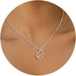 Kal-Collier Lettre Initiale Femme Argent Or Initiale A-Z Coeur Pendentif Collier Acier Inoxydable Personnalis&eacute; Nom Collier Longueurs Ajustable 45+5cm Cadeau Personnalis&eacute; Femme - Neuf