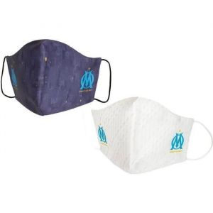 L - Masque Anti Projection - Olympique De Marseille - Lot De 2 - R&eacute;utilisable - Coton/Polyester - Non M&eacute;dical - Neuf