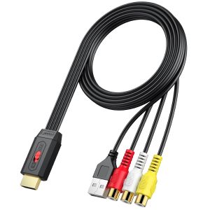 Convertisseur Av Vers Hdmi 60cm/2ft - Entrée Femelle Câble Av Vers Hdmi Supportant Conversion D'aspect 16:9/4:3 Câble Av Intégré Plug Et Play Pour Console De Jeu Wii/Ps2/N64 - Neuf
