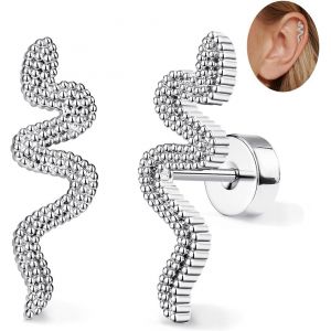 Kal-2pcs Piercing Oreille Boucles D'oreilles Femme Acier Inoxydable Piercing Helix Filetage Interne Piercing Tragus Cartilage 16g Hypoallerg&eacute;nique Piercing Conch Tragus Helix Piercing Or Argent - Neuf