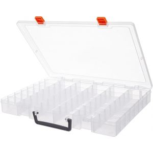 YEMAESRE-48 Grille Grande Boîte De Rangement En Plastique Boîte De Rangement Transparente Avec Séparateurs Réglables Conteneurs De Stockage D'Artisanat D'Art Avec Poignée Pour Cosmétiques 35.7Cm - Neuf