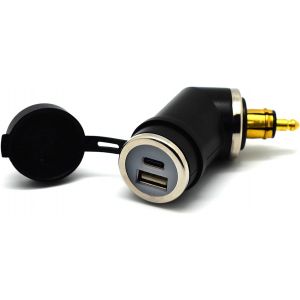 Sjzg-Chargeur Usb Din 36 W Pd Usb-C Et Adaptateur Qc 3.0 Usb Pour Prise Din, Compatible Avec Motos Bmw Ducati Triumph (Angle Court) - Neuf