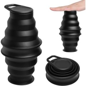 Eryi-500ml Bouteilles D'eau Pliable,Bouteille D'eau En Silicone,Bouteille De Sport En Portable Sans Bpa,Tasse De Camping Réutilisable,Enroulable Bouteille D'eau De Gym Pour Voyage Randonnée,Noir - Neuf