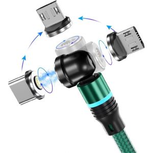 Thef-Câble De Charge Magnétique Usb C, Chargeur Magnétique, 1m/2m Câble Usb Magnétique Charge Rapide 3a Transfert De Données Rotation À 360 U200bU200b° Et 180, Câble 3 En 1 Pour Micro Usb/Phone/Typ - Neuf